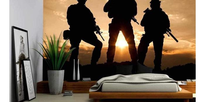 1100x1100 wall26 - United States Army Rangers on The Sunset - Removable Wall Mural |  Self-Adhesive Large Wallpaper - 66x96 inches