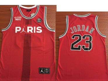 1024x768 Paris Saint-Germain #23 Michael Jordan Red Jordan Fashion Jersey on