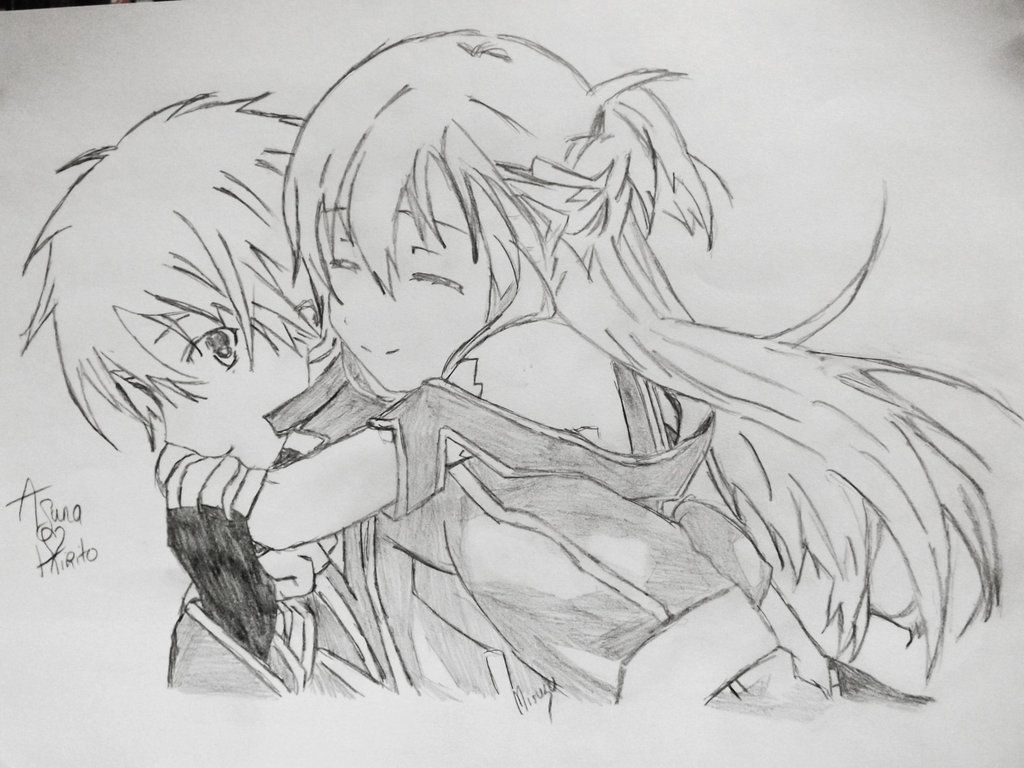 1024x768 Couple Drawings Wallpaper Easy Cute Anime In Pencil — Ardesengsk