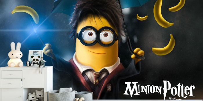 2560x1600 Funny Minion Harry Potter Kids Photo Wallpaper Banana Wall Sticker  Exclusive Design Baby Wall Decal Minions Potter Eco Wallpaper Large Size