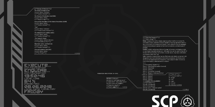 1920x1080 Thought I'd share my Foundation desktop (Using Rainmeter) : SCP