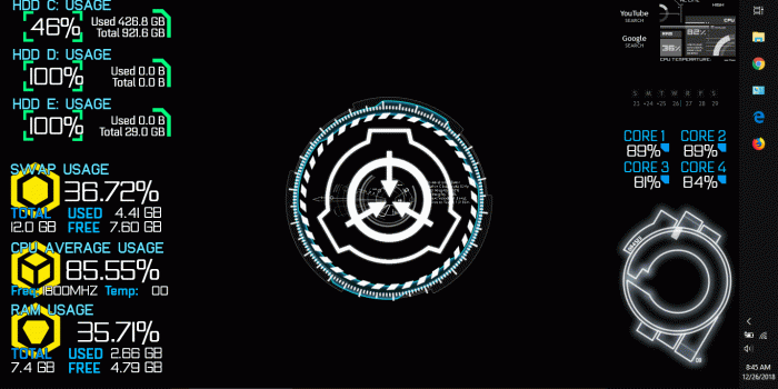 1366x768 Custom SCP Foundation desktop (all skins from DeviantArt) - Imgur