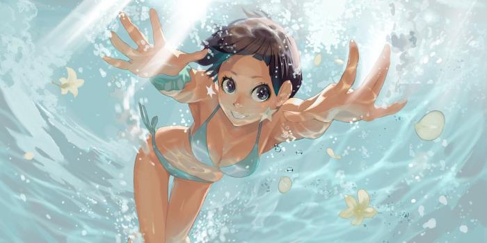 1920x1200 original Characters, Anime, Anime Girls, Bikini Wallpapers HD