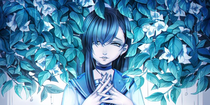 2048x1152 Wallpaper Girl, Anime, Sadness, Leaves, Art - Sad Anime Wallpaper