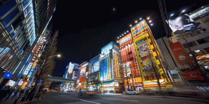 1920x1080 Tokyo, Japan - April 03, 2017: 4k time lapse of night scene at Akihabara,  Tokyo. It is famous for many electronic shop and manga anime merchandise. 