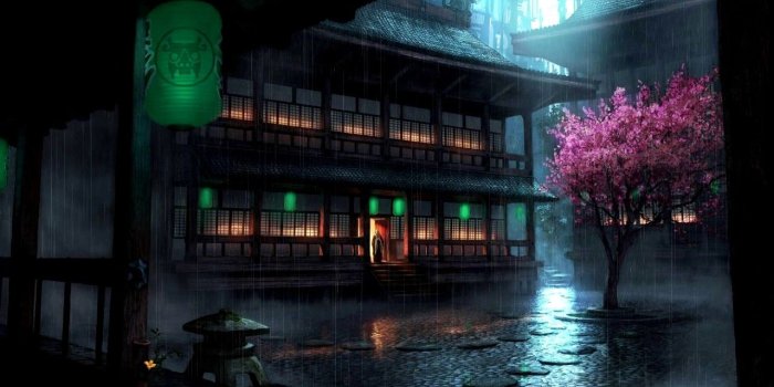 1280x720 Wallpaper Engine | Anime Backyard Rain preview - CG rain Animation