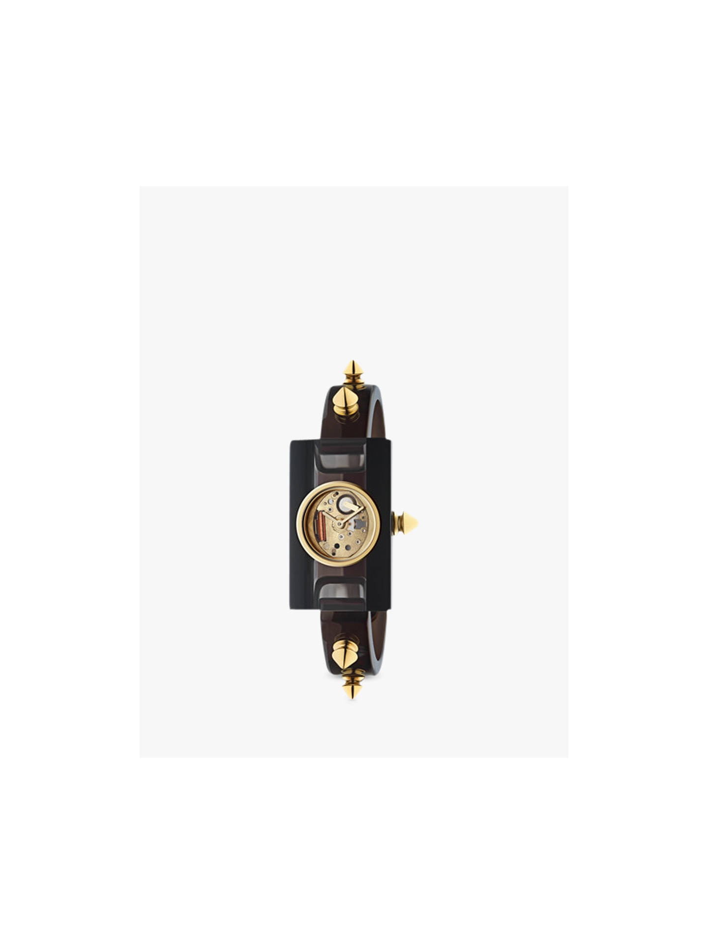 1440x1920 Gucci YA143508 Unisex Medium Plastic Bangle Strap Watch, Black/Gold