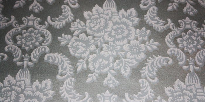 3000x2000 Vintage Wallpaper Roll Silver Gray White Roses Damask 1940s