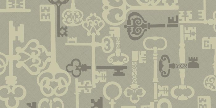 1000x1000 Vintage Key Metallic Silver and Gray Traditional Wallpaper