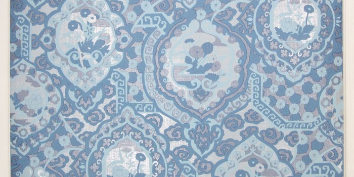 2048x1616 1970s Retro Vintage Wallpaper Blue Silver Foil