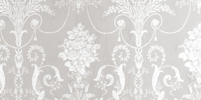 1400x600 Stunning Design Damask Wall Paper Josette White Dove Grey Wallpaper