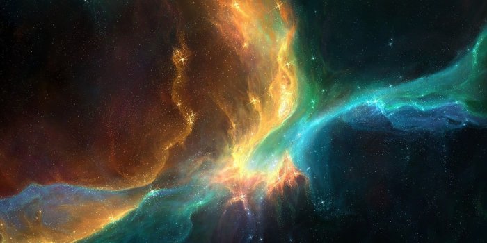 1920x1080 Blue, green, and orange aerial phenomenon, space, colorful, galaxy
