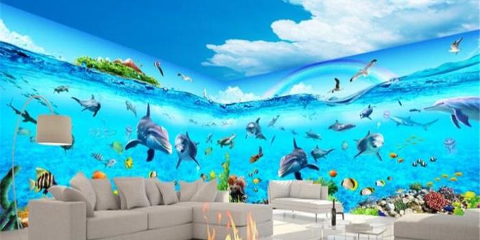 1000x800 US $9.0 40% OFF|beibehang Advanced Decorative Wallpaper Aesthetic Blue Sky  White Cloud Ocean World Theme Space Background papel de parede tapety-in