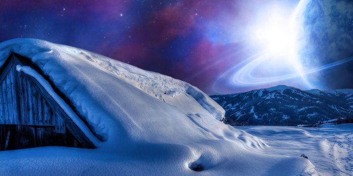 1680x1050 Planet In The Sky During A Winter Night Wallpaper – Background
