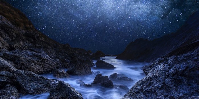 1920x1200 Starry Winter Night over Mountain River HD Wallpaper | Background