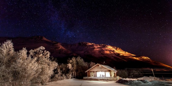 1920x1080 wallpaper Mountains, winter, nature, snow, night, sky, desktop HD