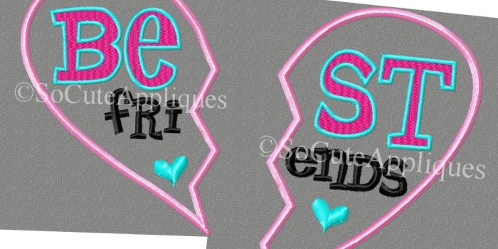 1024x768 Best Friends Split heart 5x7 6x10