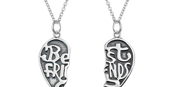 1000x1000 Etched Bff Best Friends Forever Split Broken Heart Shape Break Apart 2 Pcs  Gift Oxidized Sterling Silver Necklace 18 In