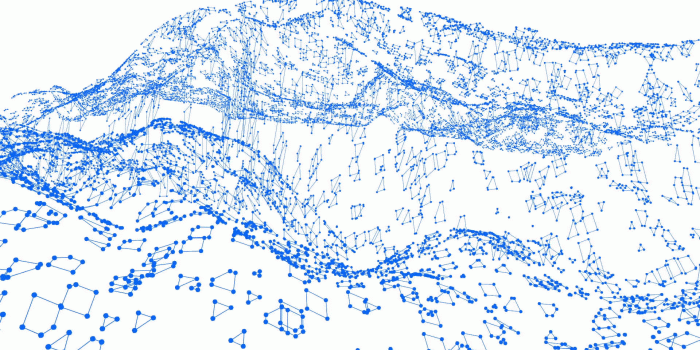 1920x1080 Abstract simple blue waving 3D grid or mesh as futuristic landscape. Blue  geometric vibrating environment or pulsating math background.
