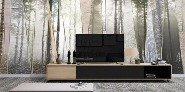 1024x979 Wallpaper Modern Minimalist Nordic Hand-painted Forest Landscape Geometric  Lines Simple TV Background Wall Painting Wall paper