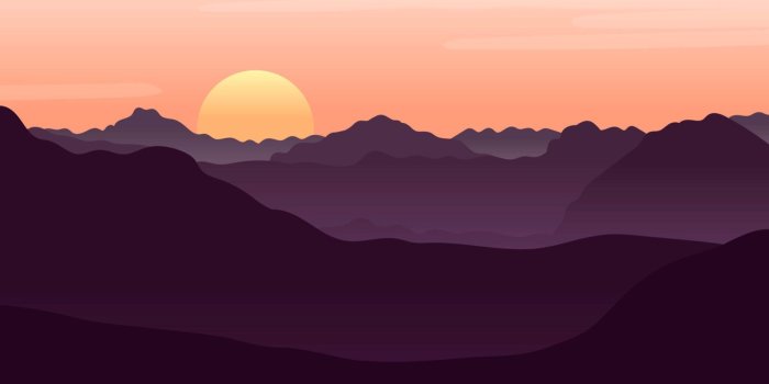 1650x1070 Red Illustrated Landscape Sunset Wallpaper Mural - Murals Wallpaper