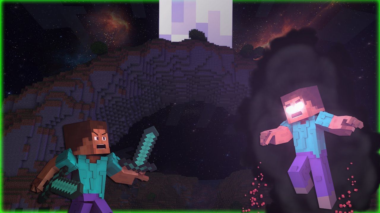 1280x720 Minecraft Steve vs Herobrine (render de práctica) | MINECRAFT -TIMELAPSE |  C4D SPEEDART
