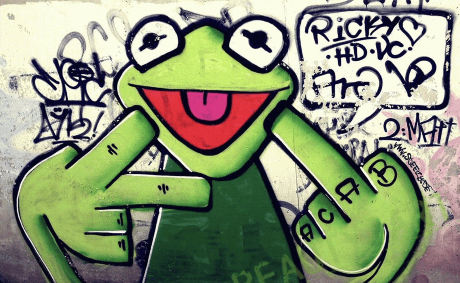 2047x1262 Kermit the Frog Graffiti | selection L in 2019 | Graffiti wallpaper