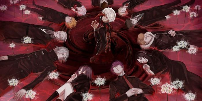 1325x1024 Image Tokyo Ghoul guy Ken Kaneki, Kirishima Touka, Koutarou Amon,