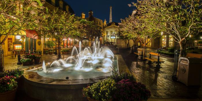 3199x2400 Rainy Night, Fountains, France Pavilion, World Showcase, Epcot, Walt