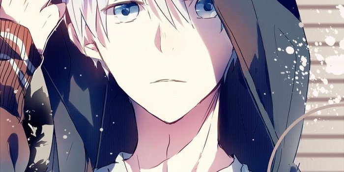 850x1201 Anime Guy | Hoodie | White Hair | Casual | Blue Eyes | Frost | Icon