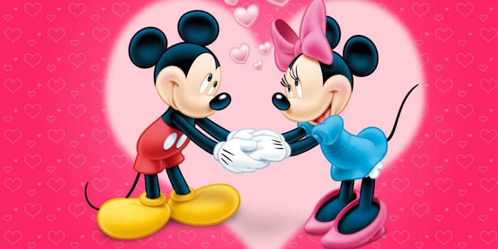 3840x2400 Mickey And Minnie Mouse Love Couple Cartoon Red Wallpaper With