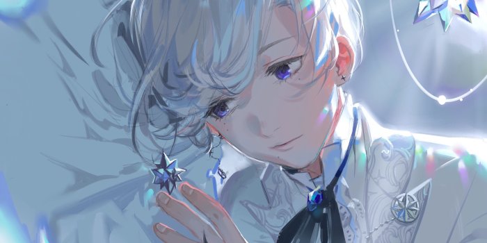 3507x2480 Wallpaper Anime Boy, Earrings, White Hair, Shoujo - WallpaperMaiden
