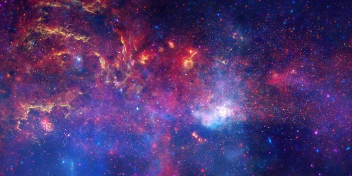 3000x1875 Red and blue galaxy artwork, nature, landscape, Deep Space, galaxy