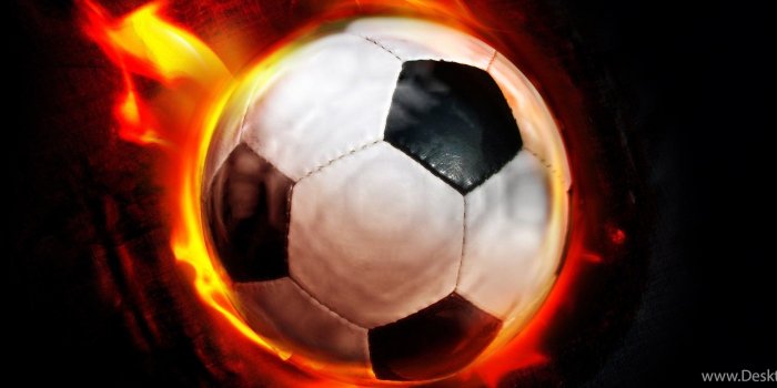 2560x960 Download Wallpaper: Ball In Fire, Photo, Football, Wallpapers For