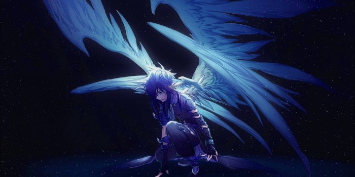 2480x1395 5093284 Stars, Blue, Wings, Night, Anime, Angel wallpaper and