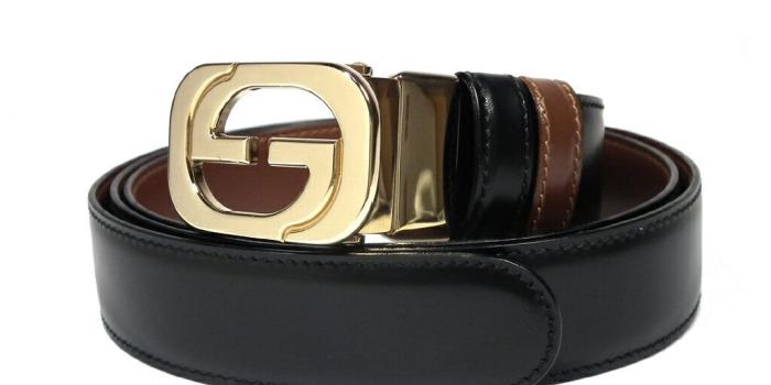 1024x768 GUCCI gold for the Gucci belt GG buckle reversible black black brown brown  GG men gentleman 　