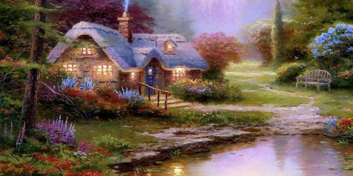 1920x1080 Free download Kinkade Spring Desktop Wallpaper Thomas Kinkade