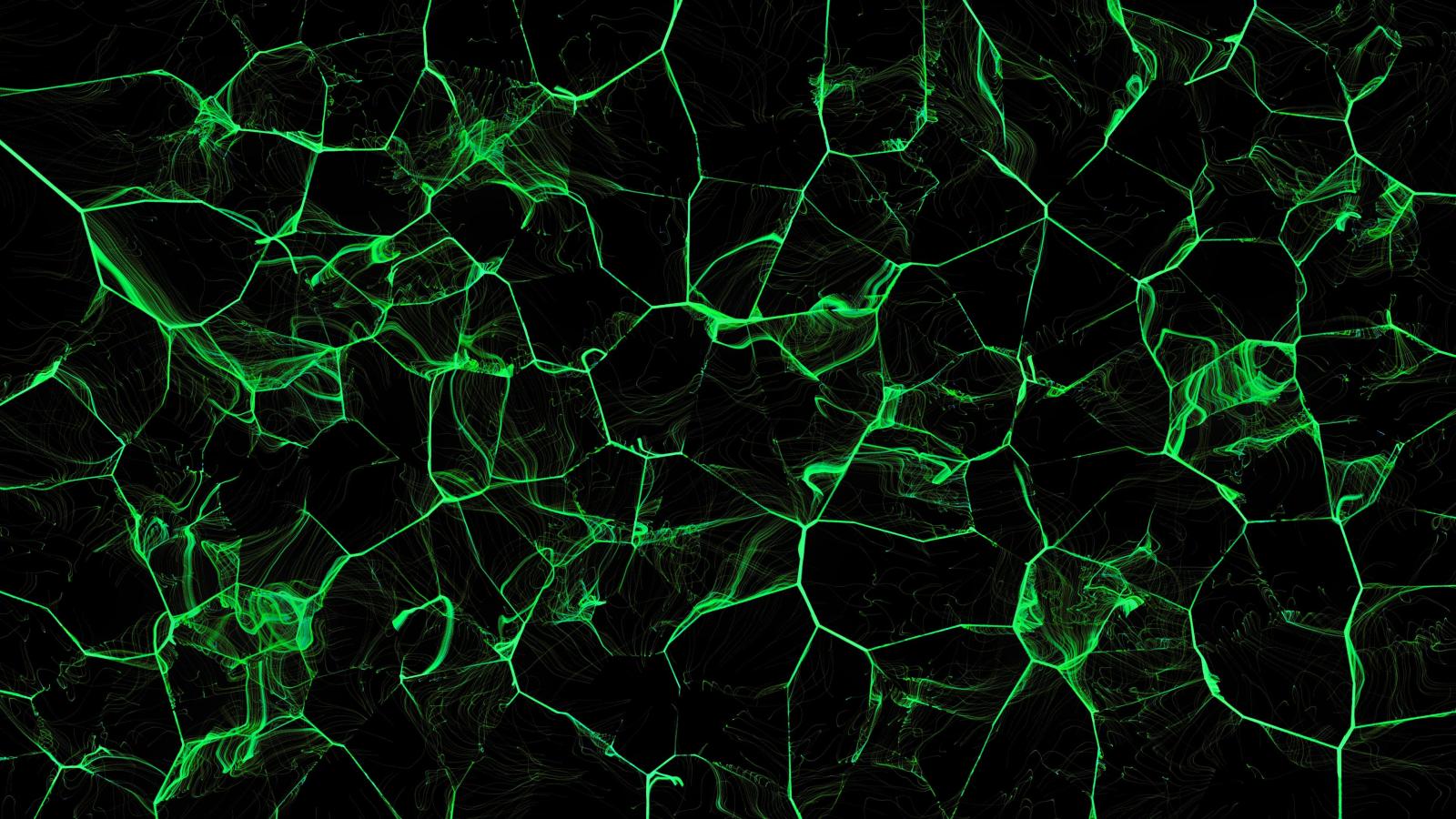 3840x2160 wallpaper cracks, glow, green, black, lines, abstraction HD