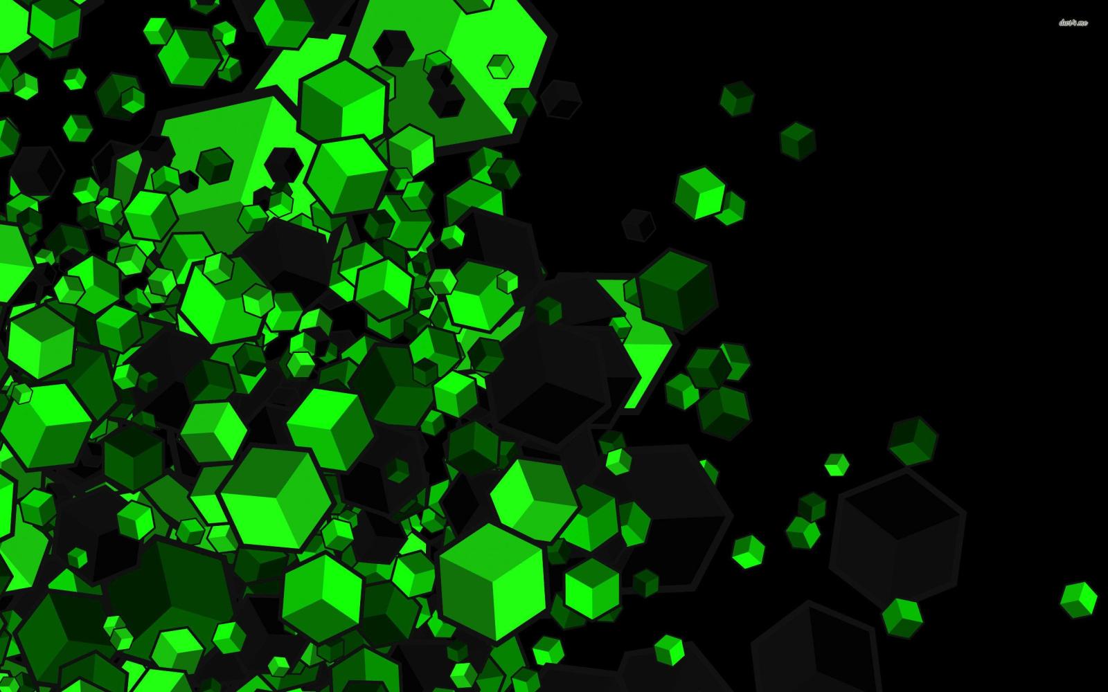 2560x1600 Green cubes on black background wallpaper - Vector wallpapers - #39288