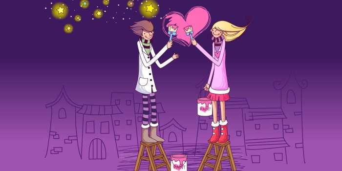 1920x1200 Romantic night with couple makes heart for love good night | HD