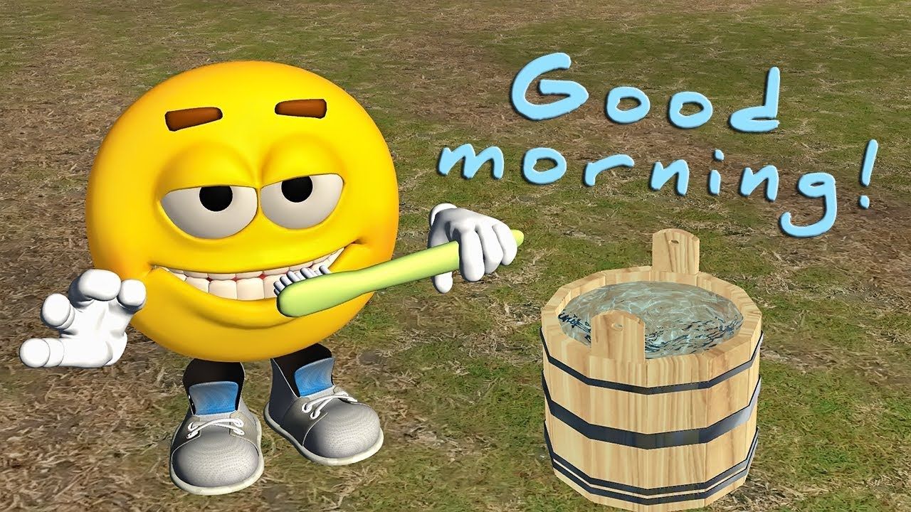 1280x720 Funny Good Morning video. Emoji wishes Good Morning