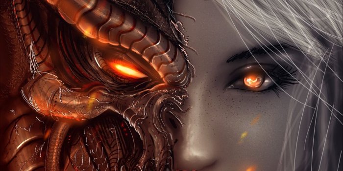 1366x768 Download wallpaper 1366x768 diablo 3, girl, art, angels, demons