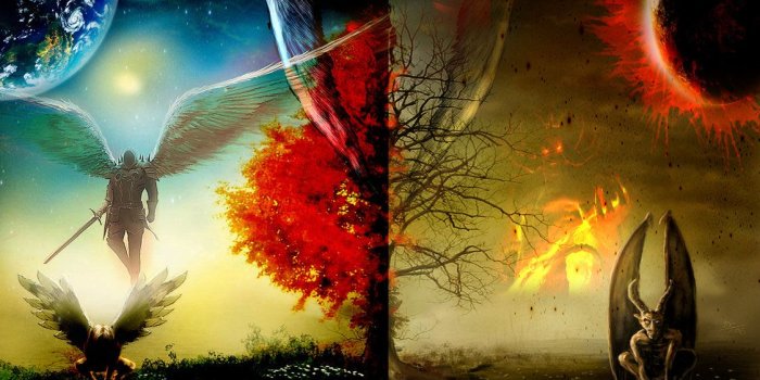 1124x710 47+] Angel and Devil Wallpaper on WallpaperSafari