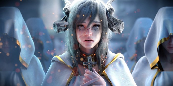 1941x1080 Demon Girl Orange Eyes, HD Artist, 4k Wallpapers, Images