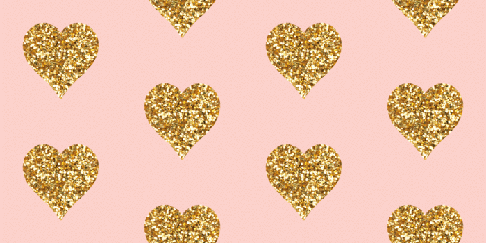 900x900 Gold Glitter Hearts on Pink wallpaper - willowlanetextiles - Spoonflower
