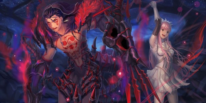 1912x1215 Download 1912x1215 Anime Girl, Anime Boy, Demon, Pink Hair, Tattoo