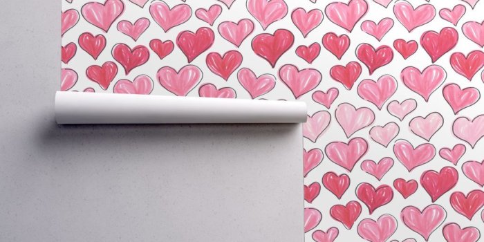 1024x1024 Graphic Marker Hearts- Pink Ombre // hand-drawn valentines pink