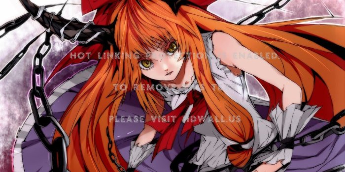 1500x1050 demon girl ibuki suika oni touhou bare shoulders