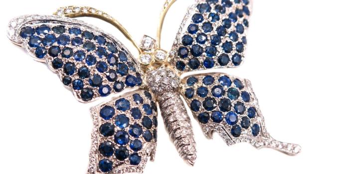 2048x1536 Sapphire & Diamond Butterfly Brooch