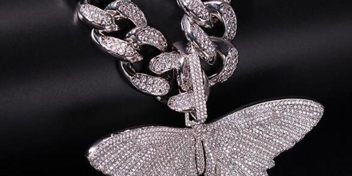 1000x1002 14K Iced Out Diamond Butterfly Pendant Necklace with Big Locked Bling Micro  Pave Cubic Zirconia Simulated Diamonds Only Pendant